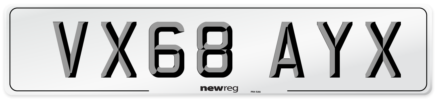 VX68 AYX Number Plate from New Reg